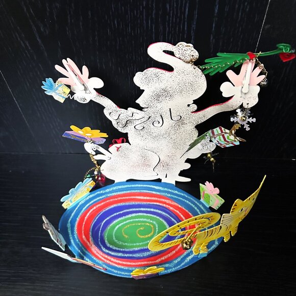 Santa's Christmas Fanciful Flights Metal Karen Rossi Silvestry Stand Card Holder - Picture 13 of 16